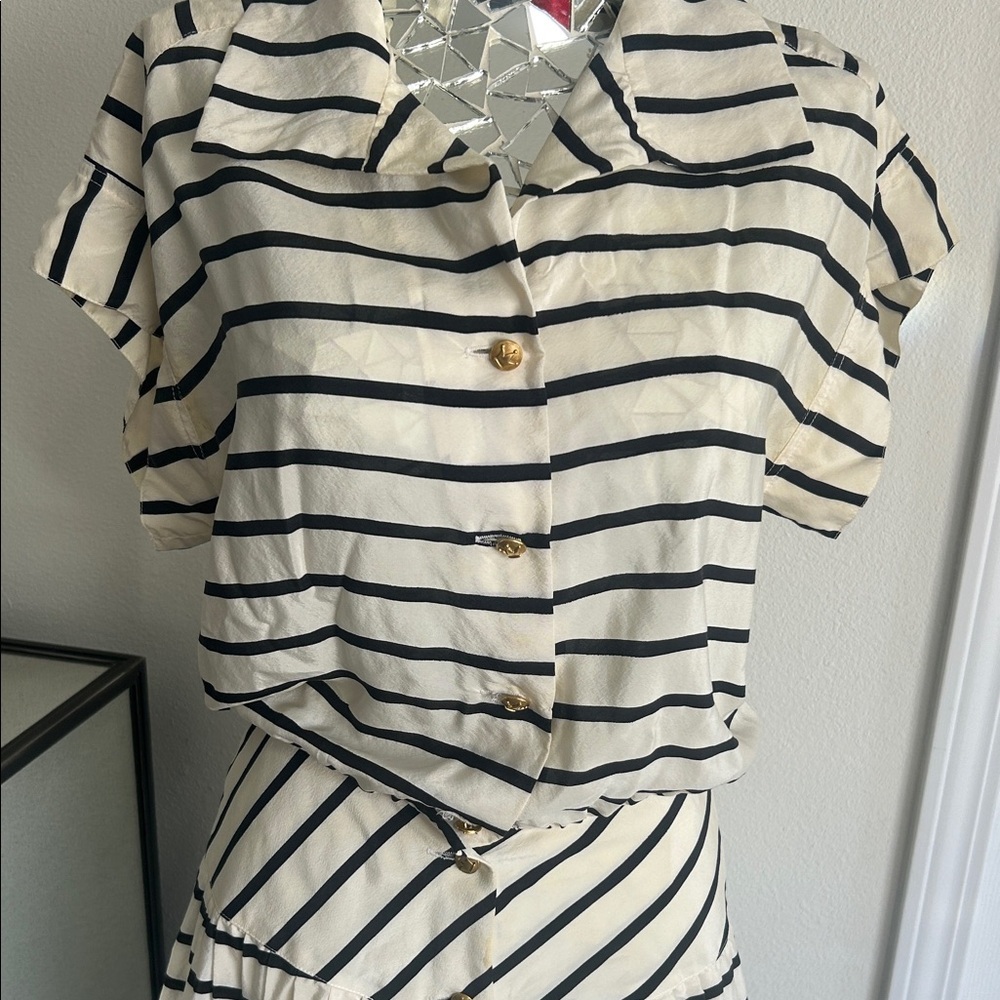 VINTAGE CHANEL SILK Striped Black and White Women's Dress - Picture 4 of 16